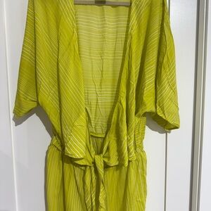 Vince Camuto Lime Green Striped Swim Coverup